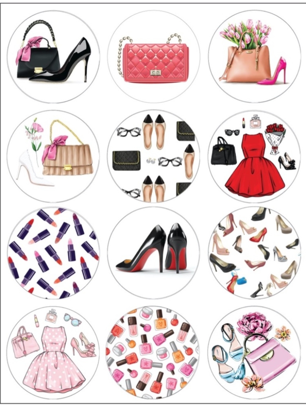 x120 Fashion Stickers 10 Sheets! Purse Handbag Shoe Scrapbook Sticker Seals Gift